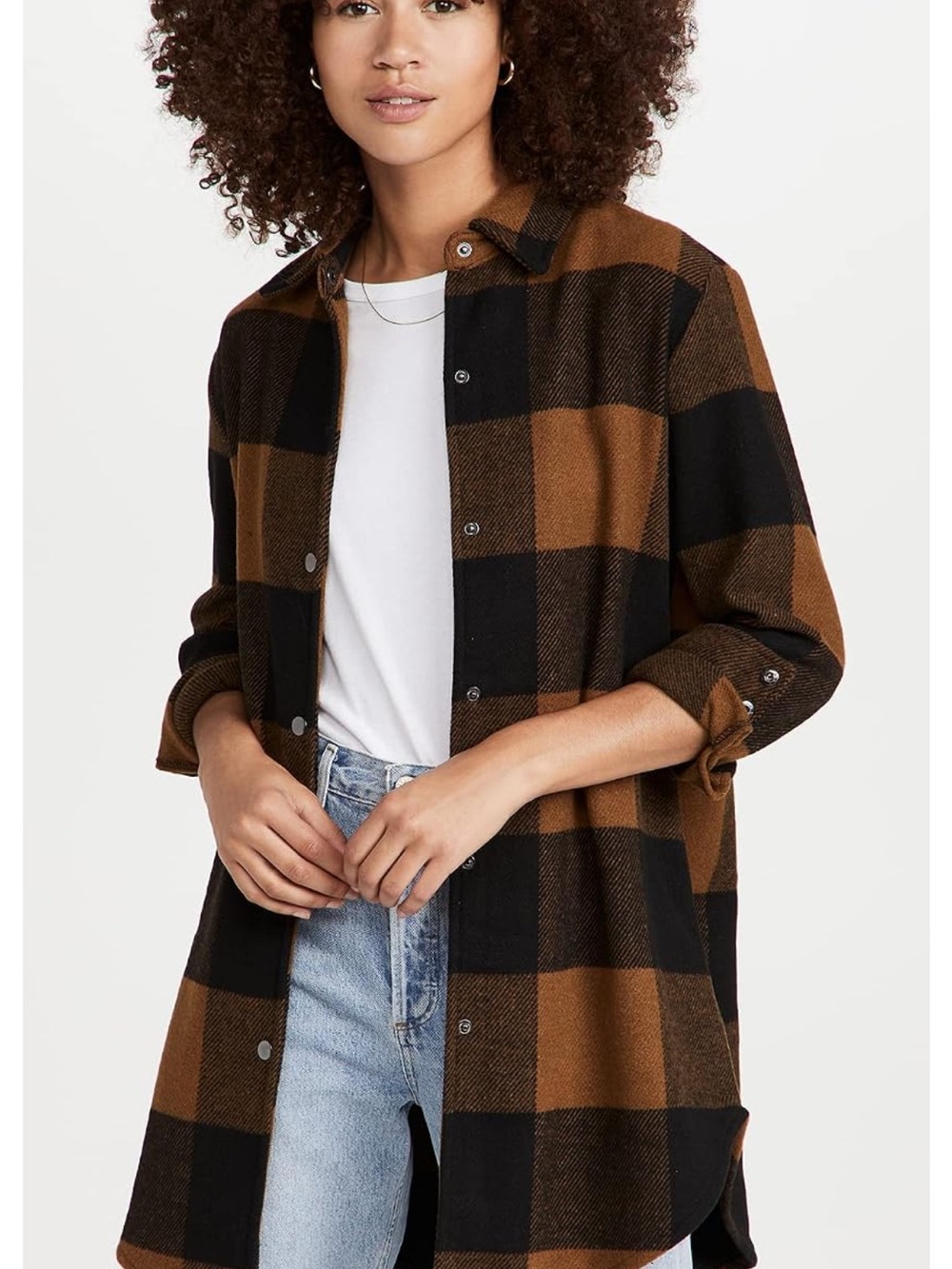 BB Dakota Women’s Junior Eldridge Buffalo Plaid Coat Outerwear, Cognac Sz S